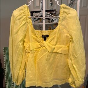 Banana Republic Yellow Puff Sleeve Blouse with Tie Front